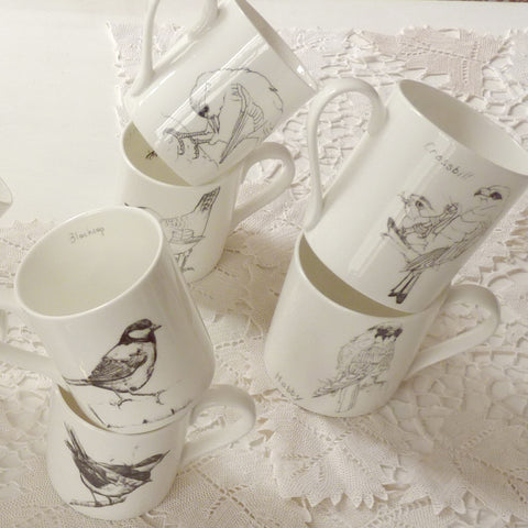 Set of 4 Mixed Birds Mugs
