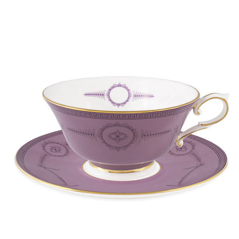 English Bone China Tea Cup and Saucer in Iced Mulberry