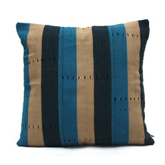 Navy Blue and Turquoise Aso Oke Cushion