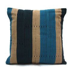 Navy Blue and Turquoise Aso Oke Cushion