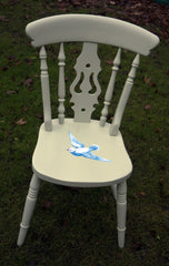Upcycled Vintage Dining Chair Blue Bird