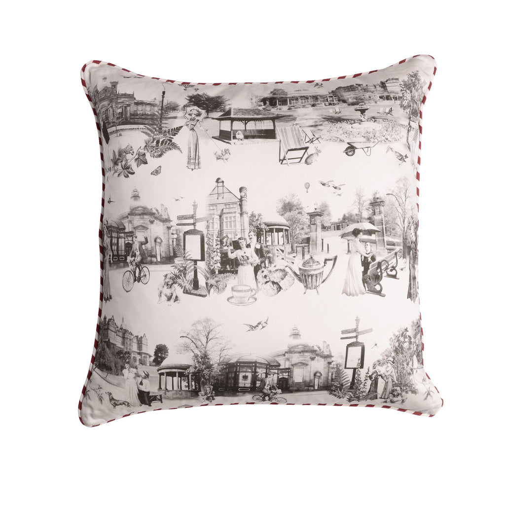 Panoramic Harrogate Toile Print Cushion- Large