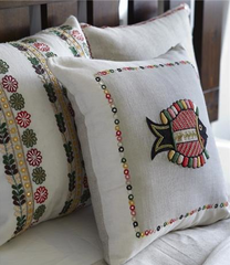 Rabari Embroidery 'Fish' Cushion