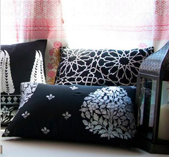 Bidri Oblong Floral Boota Cushion