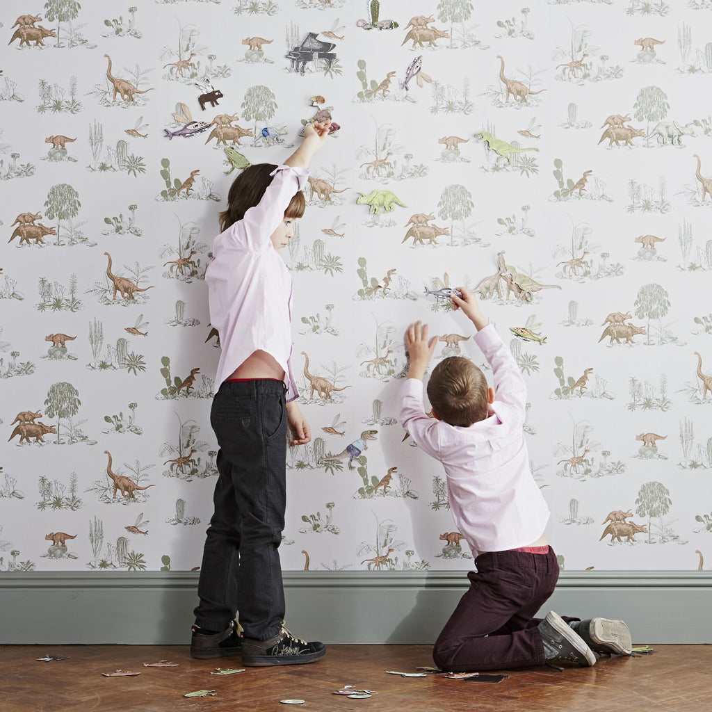Magnetic Dino Wallpaper -  Pink Green