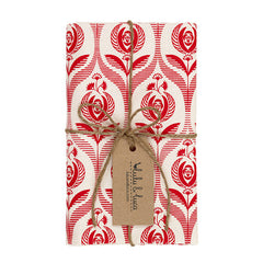 Art Deco Rose Tea Towel in Red