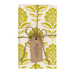 Peacock Flower Tea Towel In Lime