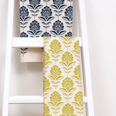 Peacock Flower Tea Towel In Navy