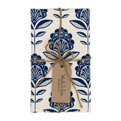 Peacock Flower Tea Towel In Navy