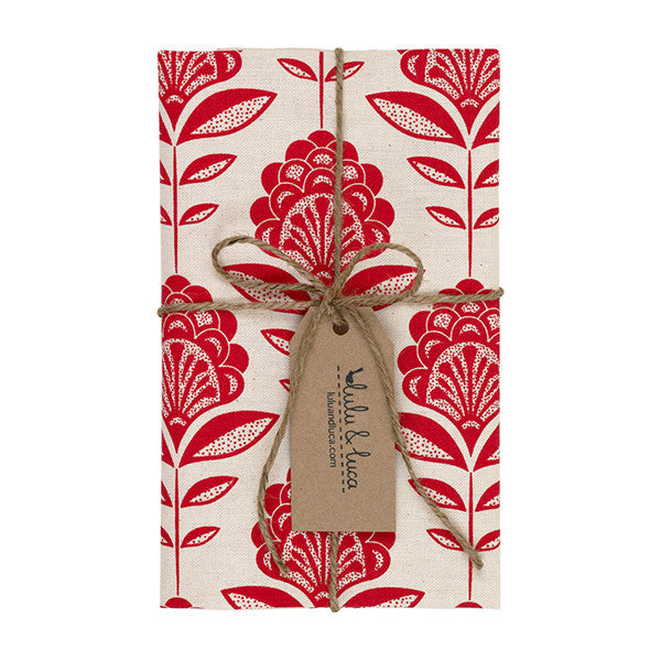 Peacock Flower Tea Towel In Red