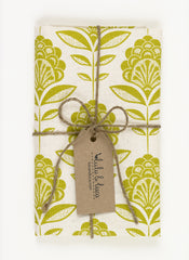 Peacock Flower Tea Towel In Lime