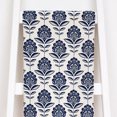 Peacock Flower Tea Towel In Navy