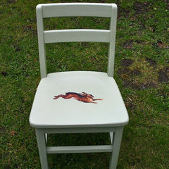 Upcycled Children's Vintage Wooden Chair With Retro Spring Hare
