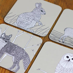 Woodland Animals Coasters set of 4