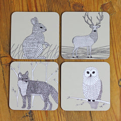 Woodland Animals Coasters set of 4