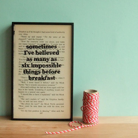 Alice in Wonderland Book Art "Impossible Things"