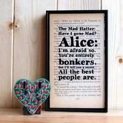 Alice in Wonderland Book Art "Mad Hatter Quote"