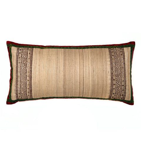 Silk Kantha Oblong Bolster Cushion