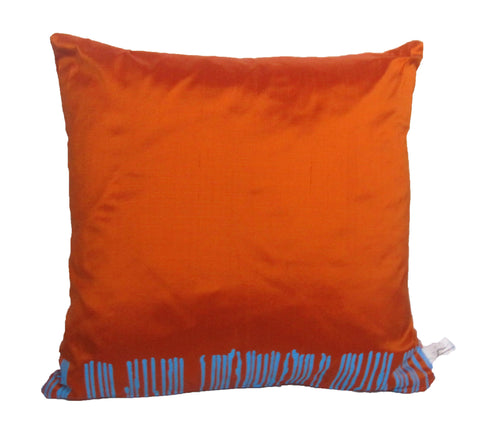 Blue on Orange Cushion