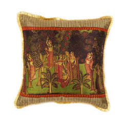 Satin Printed 'Geet Govind' Cushion