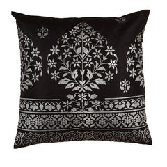 Bidri Foil Print Large Floral Cushion