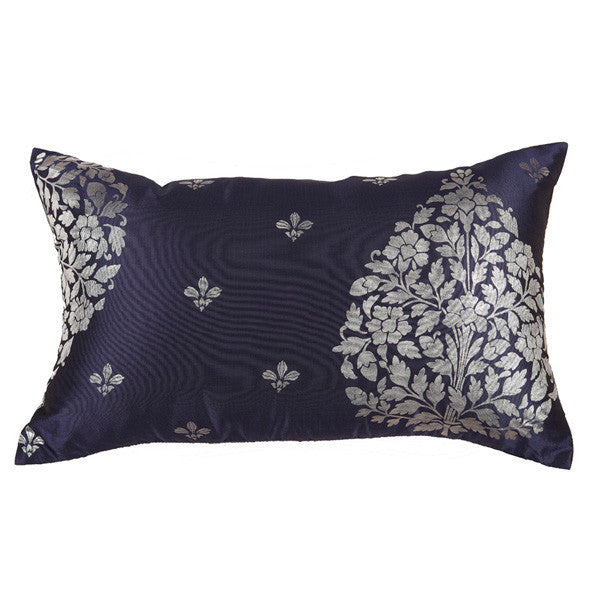 Bidri Oblong Floral Boota Cushion