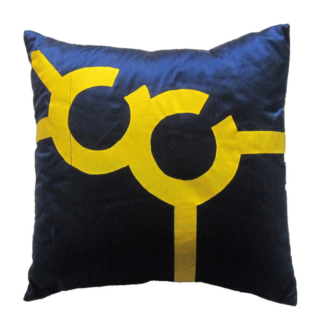 Yellow on Dark Blue Cushion