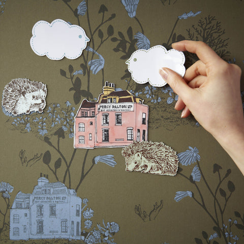 Magnetic Woodlands Wallpaper - Khaki Blue