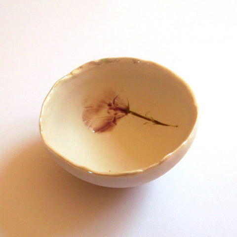 Handmade Porcelain  Purple Flower Decorative Bowl - Small