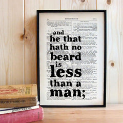 William Shakespeare Quote Book Art "he that hath no beard..."