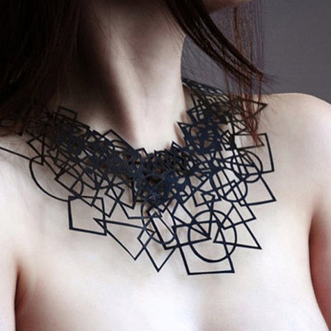 Black Geometry - Leather Necklace