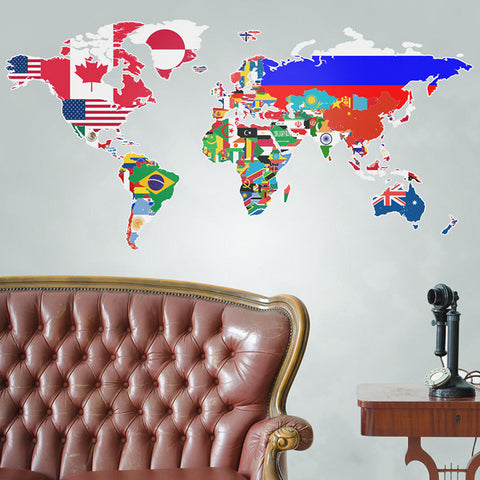 Flags of the World Map Wall Stickers