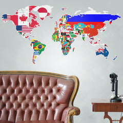 Flags of the World Map Wall Stickers